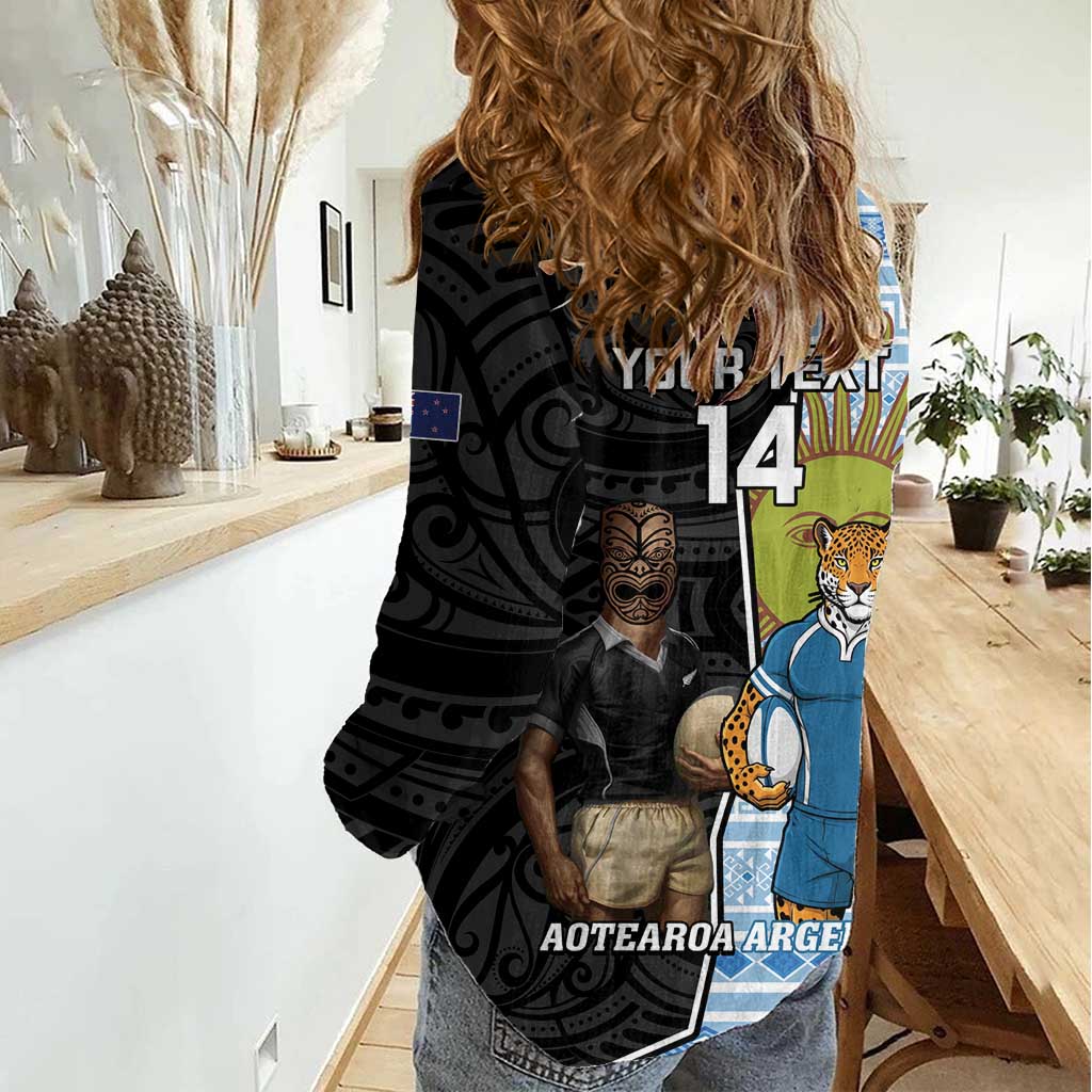 New Zealand Argentina Rugby Custom Women Casual Shirt 2025 Los Pumas All Black Together - Aussie Hoodie