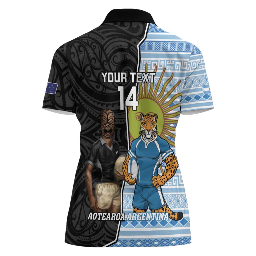 New Zealand Argentina Rugby Custom Women Polo Shirt 2025 Los Pumas All Black Together - Aussie Hoodie