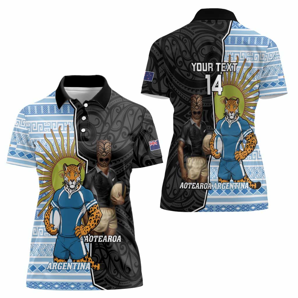 New Zealand Argentina Rugby Custom Women Polo Shirt 2025 Los Pumas All Black Together - Aussie Hoodie