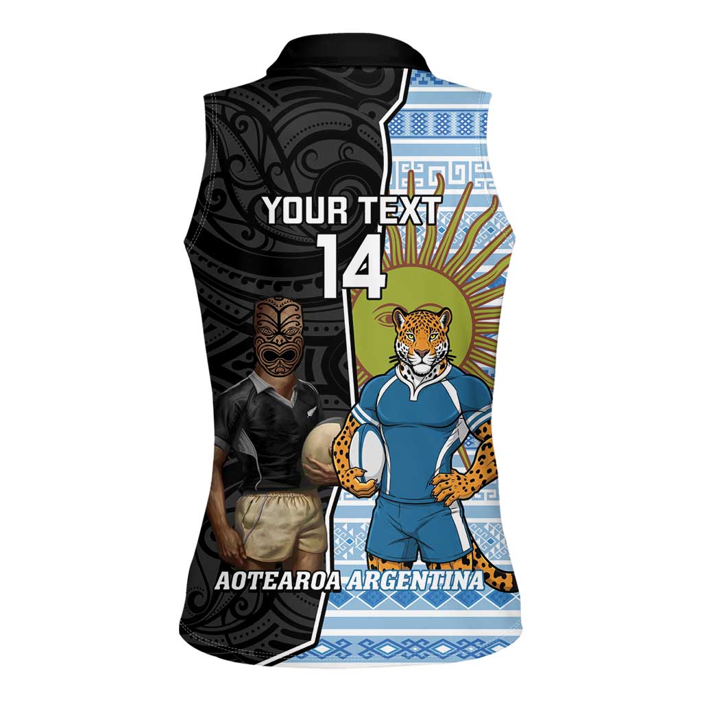 New Zealand Argentina Rugby Custom Women Sleeveless Polo Shirt 2025 Los Pumas All Black Together - Aussie Hoodie