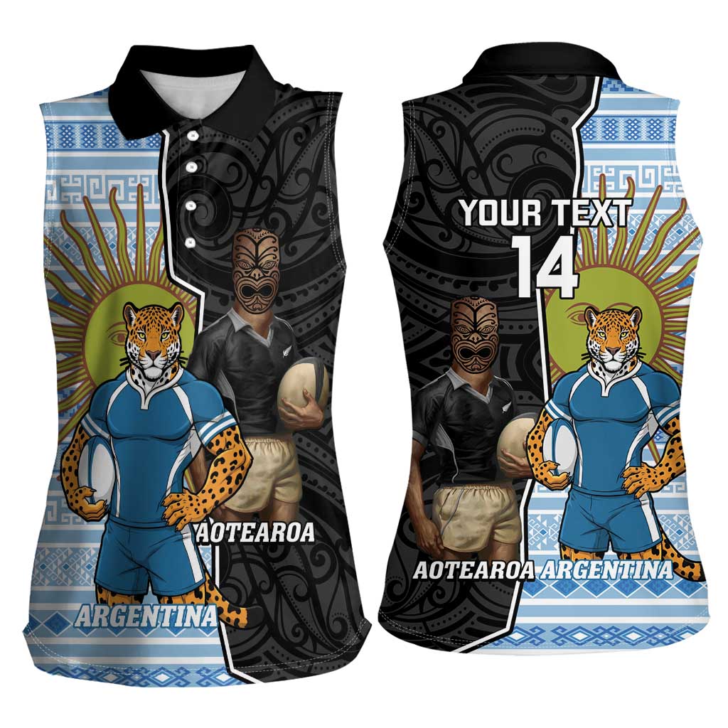 New Zealand Argentina Rugby Custom Women Sleeveless Polo Shirt 2025 Los Pumas All Black Together - Aussie Hoodie