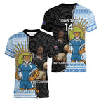 New Zealand Argentina Rugby Custom Women V-Neck T-Shirt 2025 Los Pumas All Black Together - Aussie Hoodie