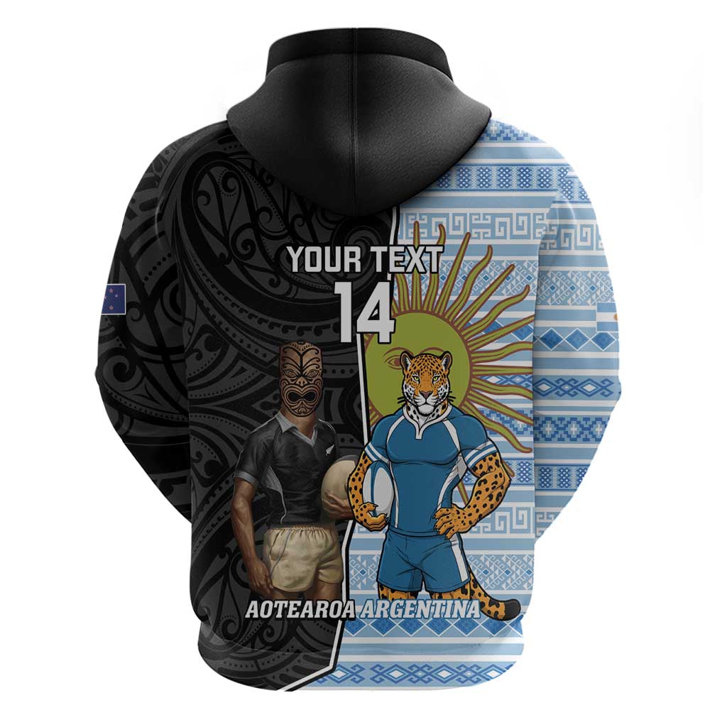New Zealand Argentina Rugby Custom Zip Hoodie 2025 Los Pumas All Black Together - Aussie Hoodie