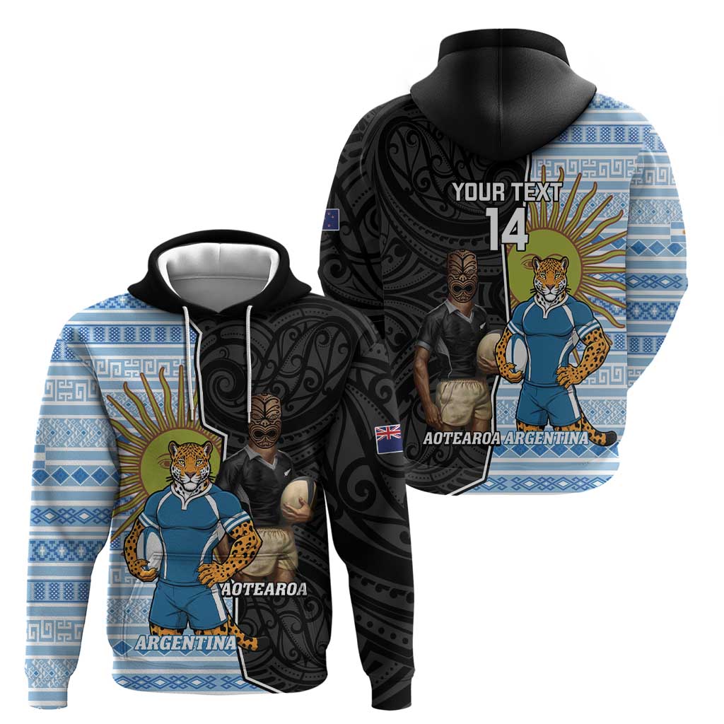 New Zealand Argentina Rugby Custom Zip Hoodie 2025 Los Pumas All Black Together - Aussie Hoodie