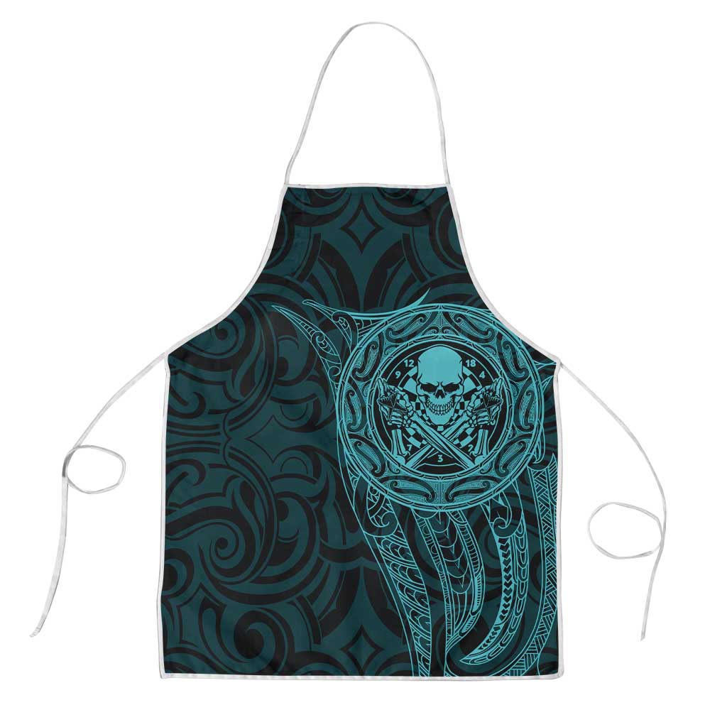 New Zealand Skull Darts Apron Aotearoa Maori Chest Tattoo Stylized Teal - Aussie Hoodie