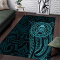 New Zealand Skull Darts Area Rug Aotearoa Maori Chest Tattoo Stylized Teal - Aussie Hoodie