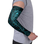 New Zealand Skull Darts Arm Sleeves Aotearoa Maori Chest Tattoo Stylized Teal - Aussie Hoodie