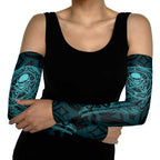 New Zealand Skull Darts Arm Sleeves Aotearoa Maori Chest Tattoo Stylized Teal - Aussie Hoodie
