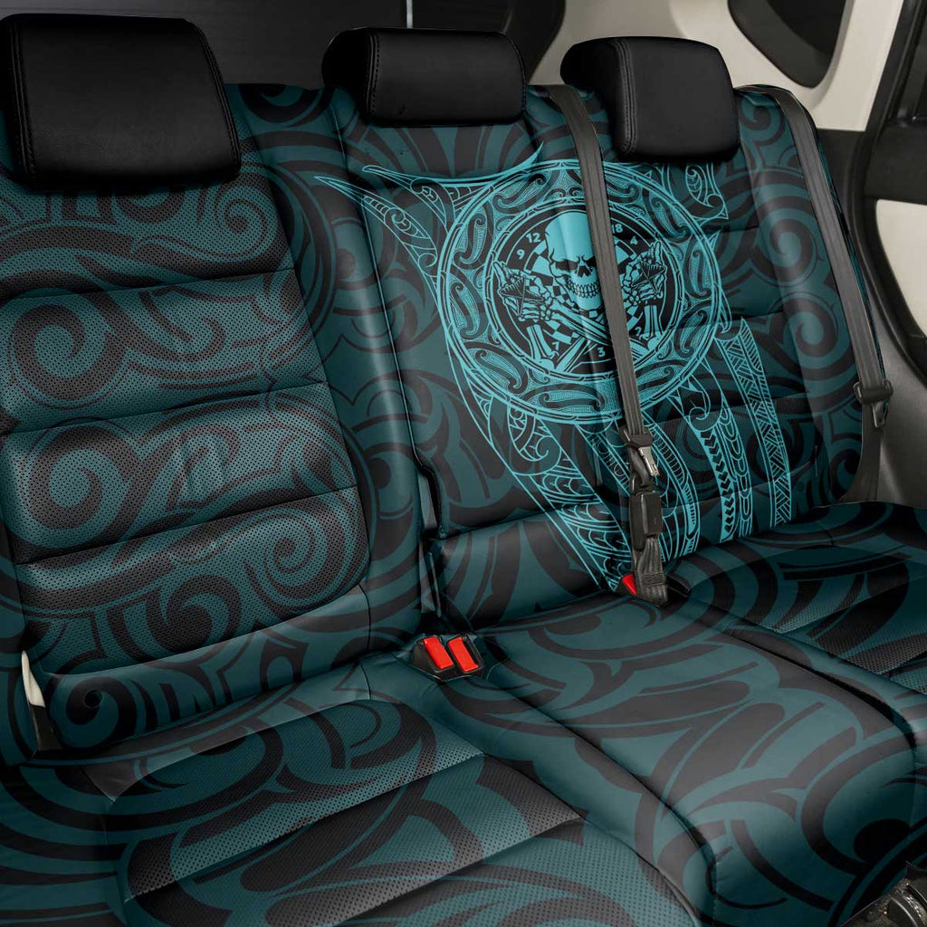New Zealand Skull Darts Back Car Seat Cover Aotearoa Maori Chest Tattoo Stylized Teal - Aussie Hoodie