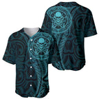 New Zealand Skull Darts Baseball Jersey Aotearoa Maori Chest Tattoo Stylized Teal - Aussie Hoodie