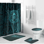 New Zealand Skull Darts Bathroom Set Aotearoa Maori Chest Tattoo Stylized Teal - Aussie Hoodie
