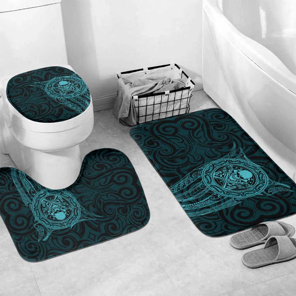 New Zealand Skull Darts Bathroom Set Aotearoa Maori Chest Tattoo Stylized Teal - Aussie Hoodie