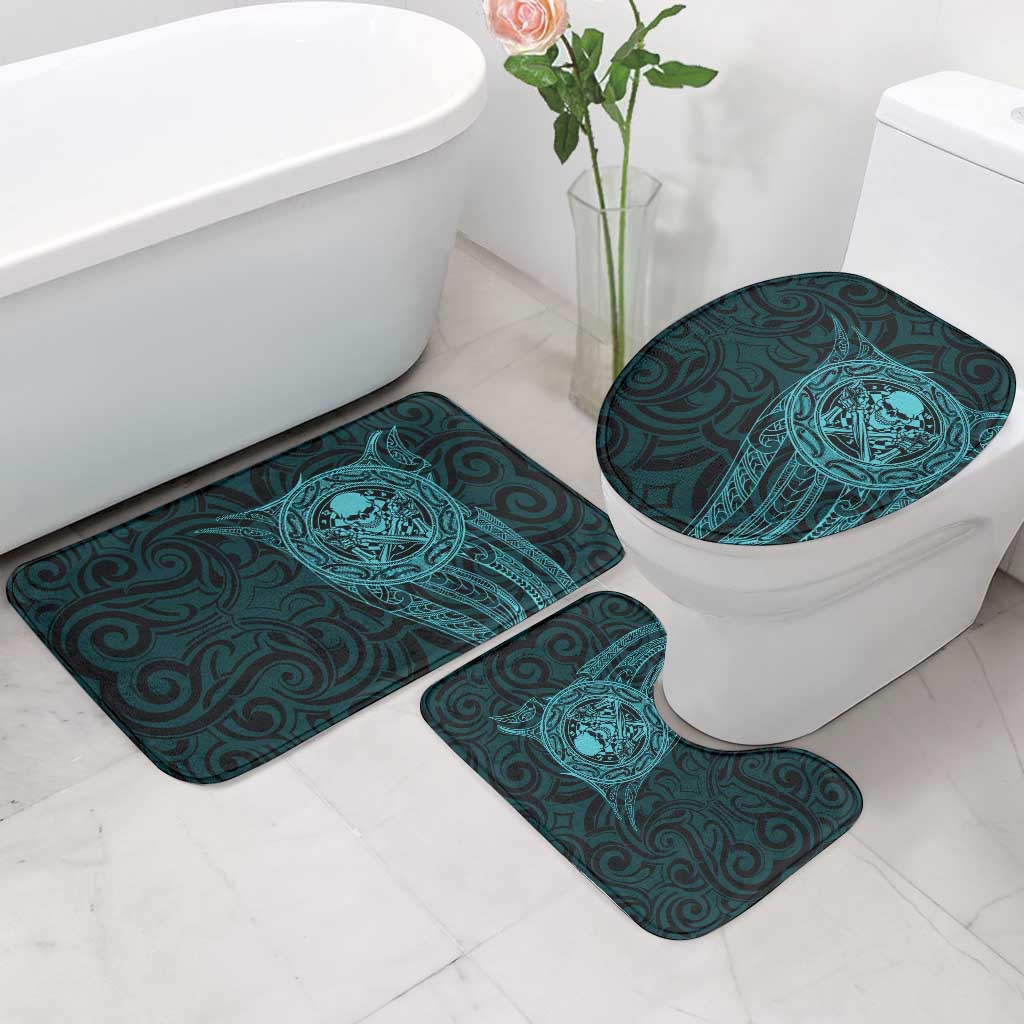 New Zealand Skull Darts Bathroom Set Aotearoa Maori Chest Tattoo Stylized Teal - Aussie Hoodie