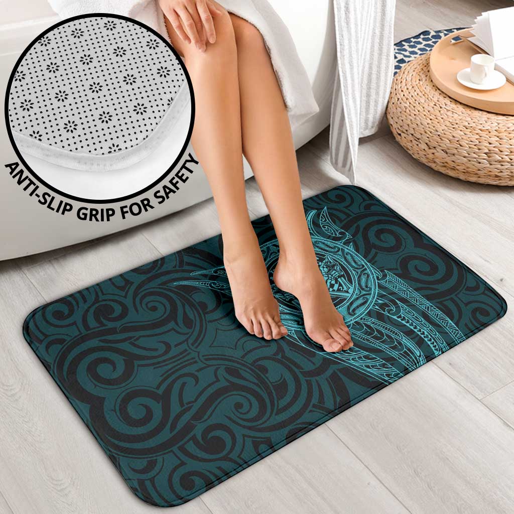 New Zealand Skull Darts Bathroom Set Aotearoa Maori Chest Tattoo Stylized Teal - Aussie Hoodie