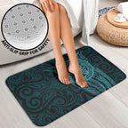 New Zealand Skull Darts Bathroom Set Aotearoa Maori Chest Tattoo Stylized Teal - Aussie Hoodie