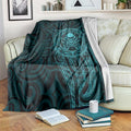New Zealand Skull Darts Blanket Aotearoa Maori Chest Tattoo Stylized Teal - Aussie Hoodie