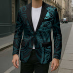 New Zealand Skull Darts Blazer Aotearoa Maori Chest Tattoo Stylized Teal - Aussie Hoodie