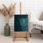 New Zealand Skull Darts Canvas Wall Art Aotearoa Maori Chest Tattoo Stylized Teal - Aussie Hoodie