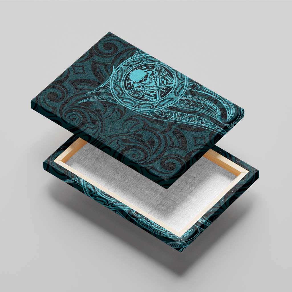 New Zealand Skull Darts Canvas Wall Art Aotearoa Maori Chest Tattoo Stylized Teal - Aussie Hoodie