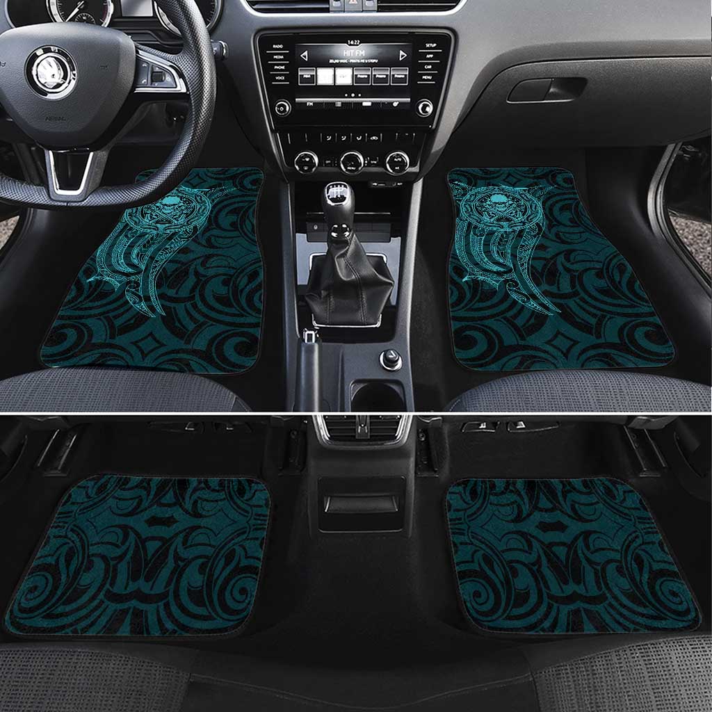 New Zealand Skull Darts Car Mats Aotearoa Maori Chest Tattoo Stylized Teal - Aussie Hoodie
