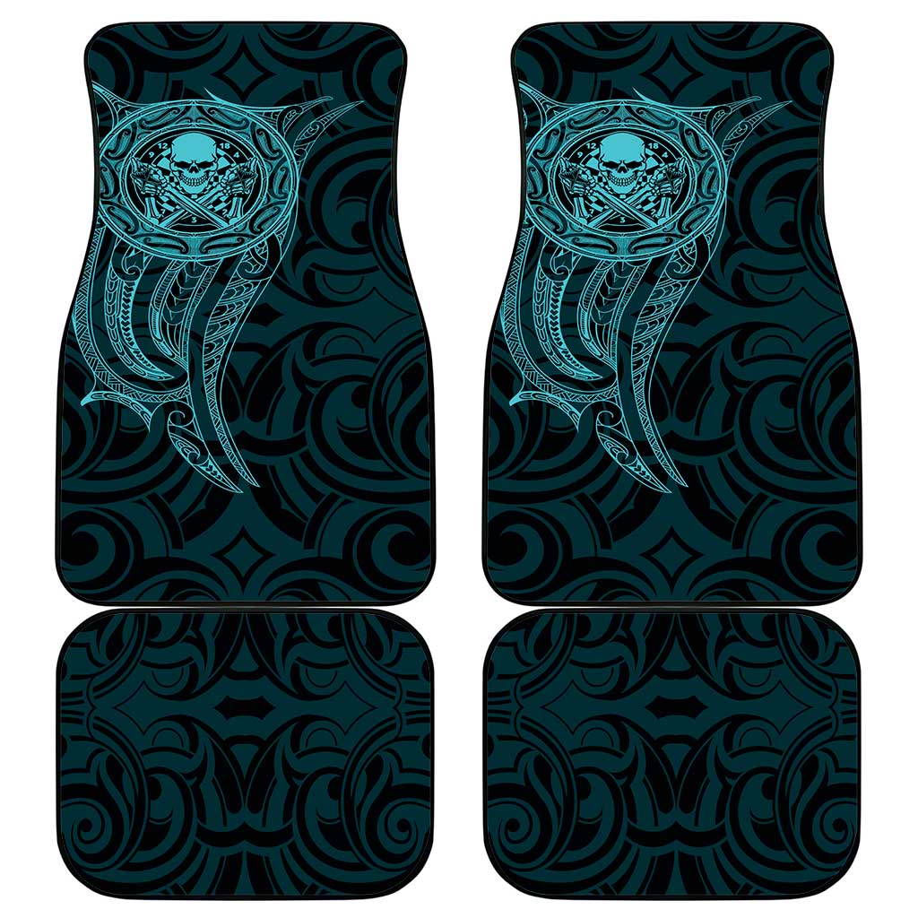 New Zealand Skull Darts Car Mats Aotearoa Maori Chest Tattoo Stylized Teal - Aussie Hoodie