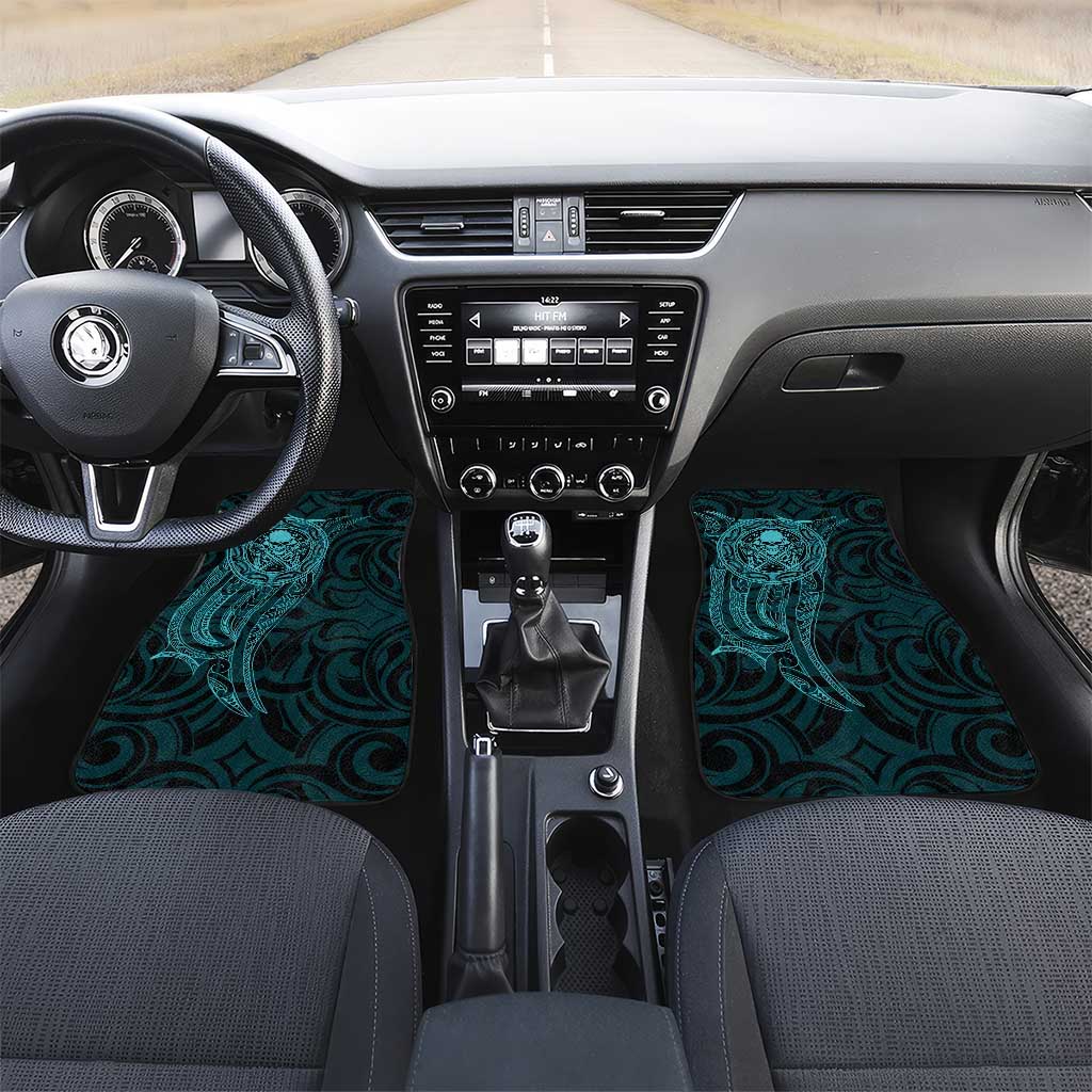 New Zealand Skull Darts Car Mats Aotearoa Maori Chest Tattoo Stylized Teal - Aussie Hoodie