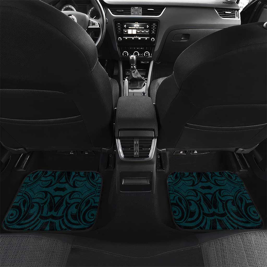 New Zealand Skull Darts Car Mats Aotearoa Maori Chest Tattoo Stylized Teal - Aussie Hoodie