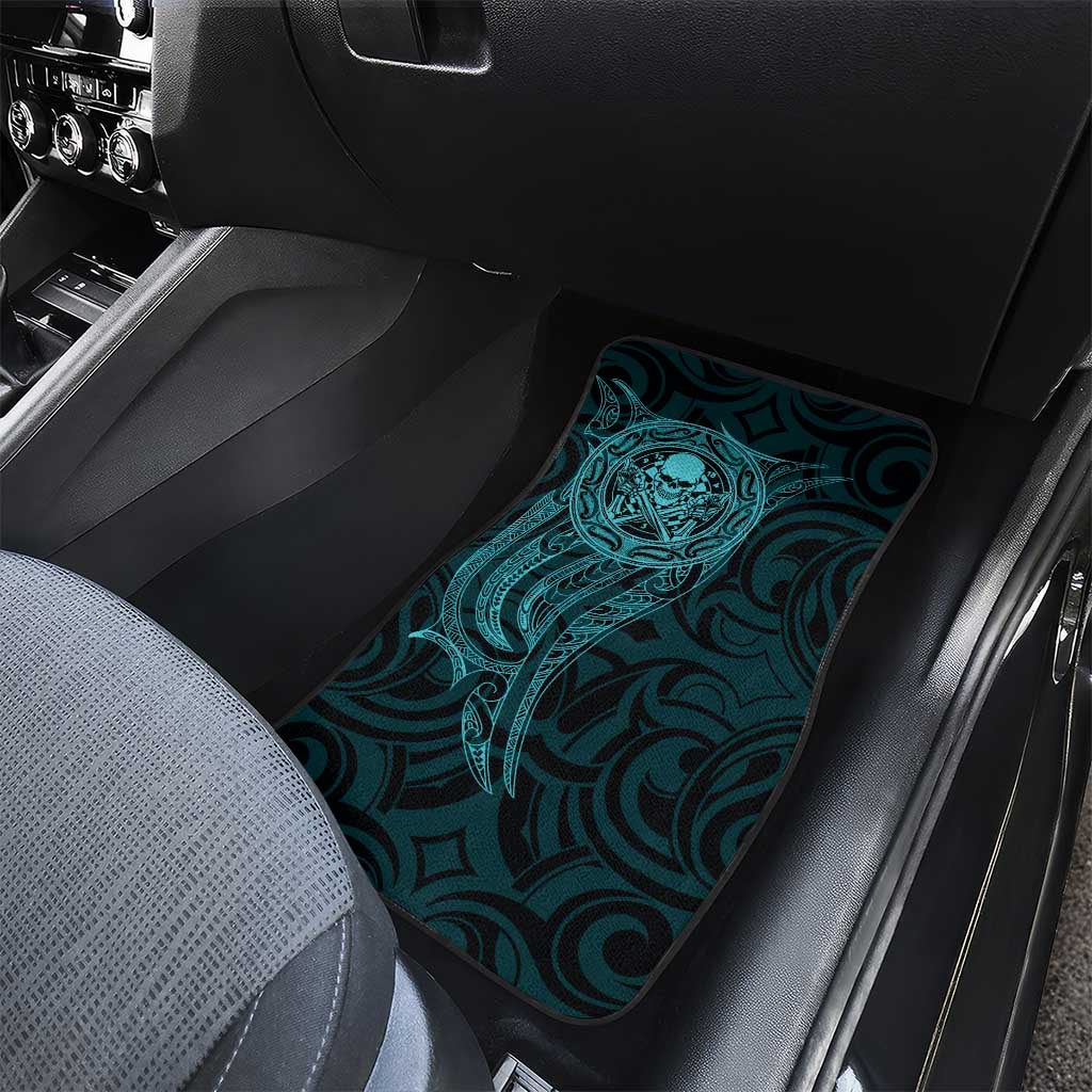 New Zealand Skull Darts Car Mats Aotearoa Maori Chest Tattoo Stylized Teal - Aussie Hoodie