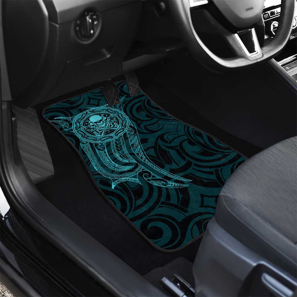 New Zealand Skull Darts Car Mats Aotearoa Maori Chest Tattoo Stylized Teal - Aussie Hoodie