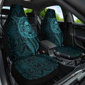 New Zealand Skull Darts Car Seat Cover Aotearoa Maori Chest Tattoo Stylized Teal - Aussie Hoodie