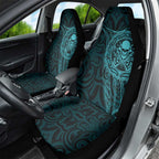 New Zealand Skull Darts Car Seat Cover Aotearoa Maori Chest Tattoo Stylized Teal - Aussie Hoodie