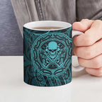 New Zealand Skull Darts Ceramic Mug Aotearoa Maori Chest Tattoo Stylized Teal - Aussie Hoodie
