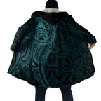 New Zealand Skull Darts Cloak Aotearoa Maori Chest Tattoo Stylized Teal - Aussie Hoodie