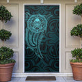 New Zealand Skull Darts Door Cover Aotearoa Maori Chest Tattoo Stylized Teal - Aussie Hoodie