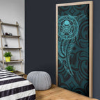 New Zealand Skull Darts Door Cover Aotearoa Maori Chest Tattoo Stylized Teal - Aussie Hoodie