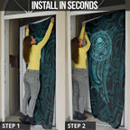 New Zealand Skull Darts Door Cover Aotearoa Maori Chest Tattoo Stylized Teal - Aussie Hoodie