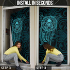 New Zealand Skull Darts Door Cover Aotearoa Maori Chest Tattoo Stylized Teal - Aussie Hoodie
