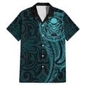 New Zealand Skull Darts Family Matching Mermaid Dress and Hawaiian Shirt Aotearoa Maori Chest Tattoo Stylized Teal - Aussie Hoodie