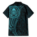 New Zealand Skull Darts Family Matching Mermaid Dress and Hawaiian Shirt Aotearoa Maori Chest Tattoo Stylized Teal - Aussie Hoodie