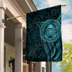 New Zealand Skull Darts Garden Flag Aotearoa Maori Chest Tattoo Stylized Teal - Aussie Hoodie