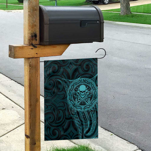 New Zealand Skull Darts Garden Flag Aotearoa Maori Chest Tattoo Stylized Teal - Aussie Hoodie