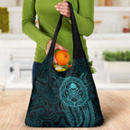 New Zealand Skull Darts Grocery Bag Aotearoa Maori Chest Tattoo Stylized Teal - Aussie Hoodie