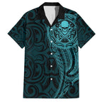 New Zealand Skull Darts Hawaiian Shirt Aotearoa Maori Chest Tattoo Stylized Teal - Aussie Hoodie