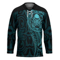New Zealand Skull Darts Hockey Jersey Aotearoa Maori Chest Tattoo Stylized Teal - Aussie Hoodie