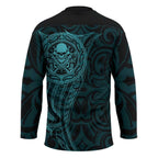 New Zealand Skull Darts Hockey Jersey Aotearoa Maori Chest Tattoo Stylized Teal - Aussie Hoodie