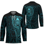 New Zealand Skull Darts Hockey Jersey Aotearoa Maori Chest Tattoo Stylized Teal - Aussie Hoodie