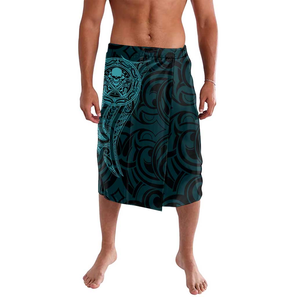 New Zealand Skull Darts Lavalava Aotearoa Maori Chest Tattoo Stylized Teal - Aussie Hoodie