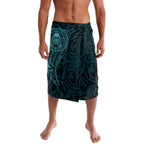 New Zealand Skull Darts Lavalava Aotearoa Maori Chest Tattoo Stylized Teal - Aussie Hoodie