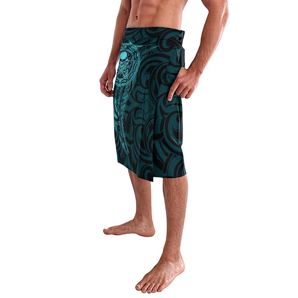 New Zealand Skull Darts Lavalava Aotearoa Maori Chest Tattoo Stylized Teal - Aussie Hoodie