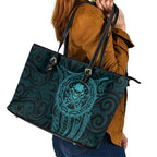 New Zealand Skull Darts Leather Tote Bag Aotearoa Maori Chest Tattoo Stylized Teal - Aussie Hoodie